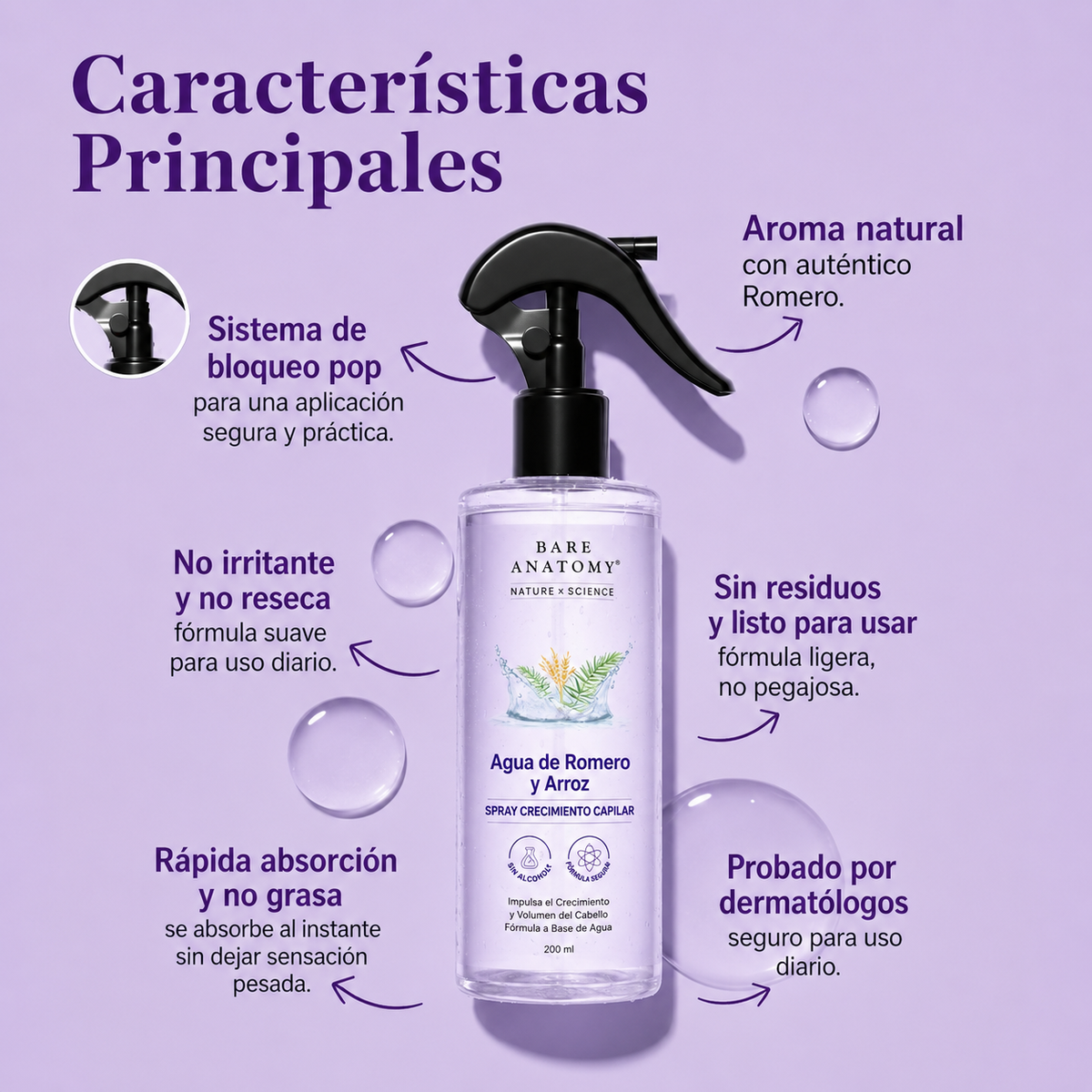 VITALIS — Spray Fortalecedor de Romero y Agua de Arroz