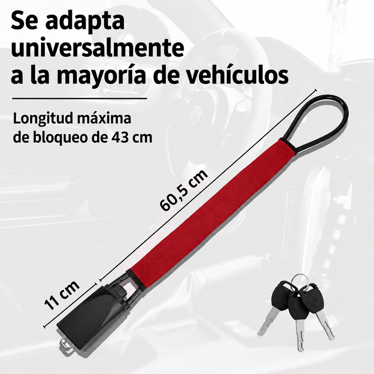 Candado Antirrobo de Volante en Acero — Bloqueo de Seguridad para tu Carro