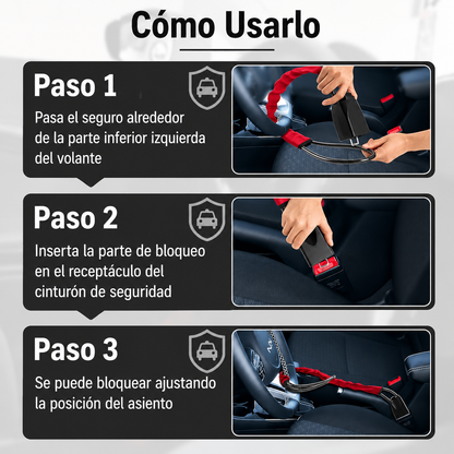 Candado Antirrobo de Volante en Acero — Bloqueo de Seguridad para tu Carro