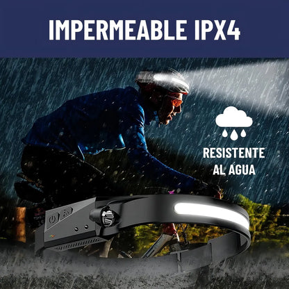 Headlamp LED 🔦 – Linterna Frontal Recargable con Sensor ✋ | Ideal para Emergencias ⚡ Reparaciones 🔧 y Deportes Nocturnos 🚴‍♂️